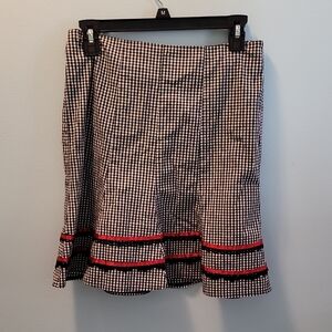 Y2k Black & White Gingham A-Line Skirt with Red Trim